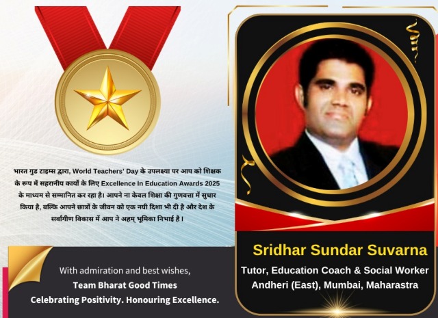 Sridhar Suvarna bags Bharat Ratna Award 2025 Sridhar Suvarna bags Bharat Ratna Award 2025